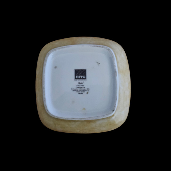 222 Fifth Oliveto 6" Square Bowl Olive Branch Design Fine China Indonesia - Picture 4 of 5